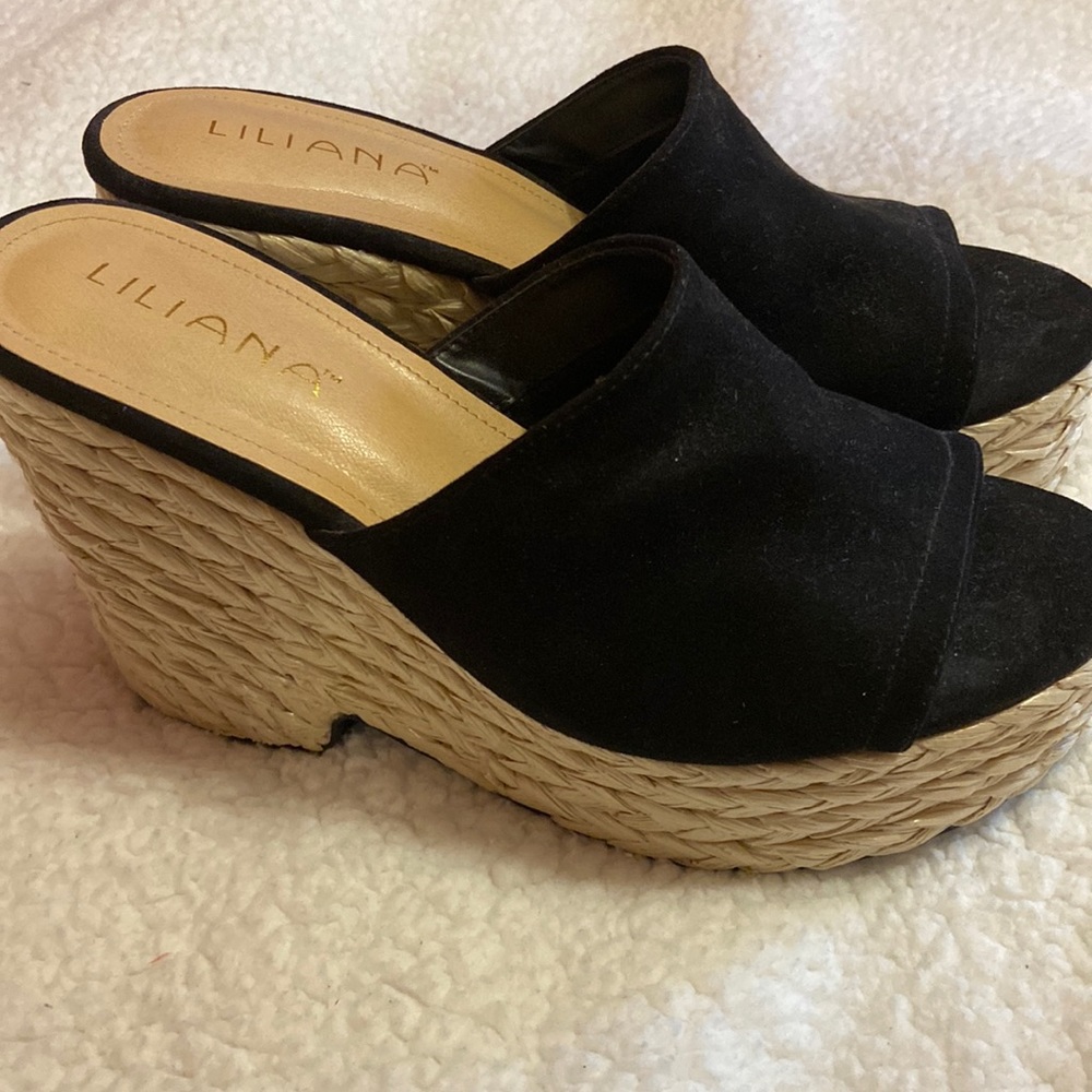 Black Wedge Heel Espadrille